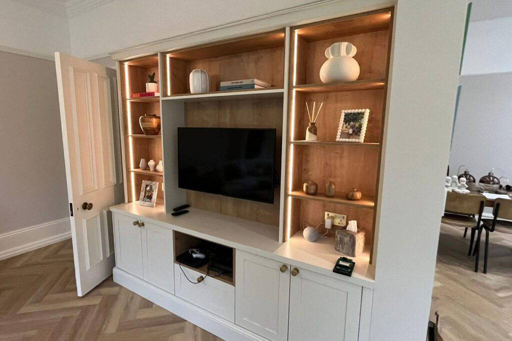 Modern cabinet with ambient lighting.