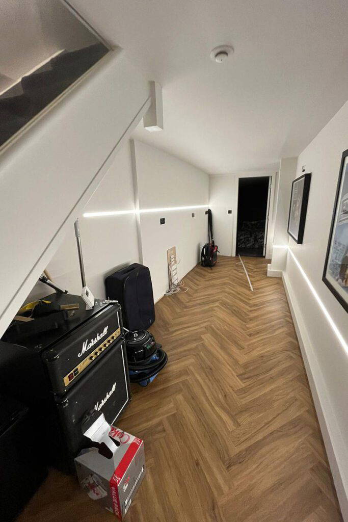 Modern hallway with stylish lighting