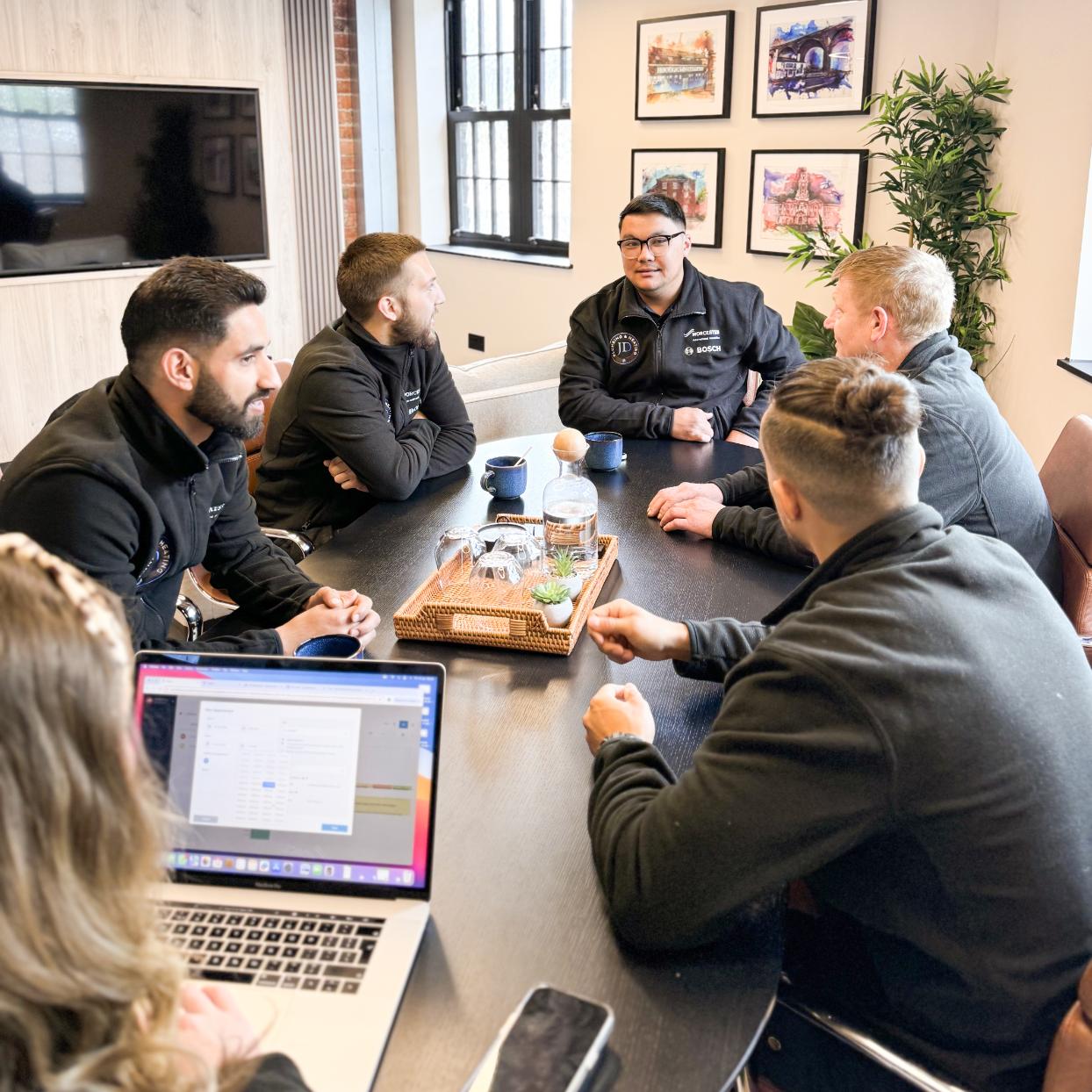 Group meeting in a modern office.