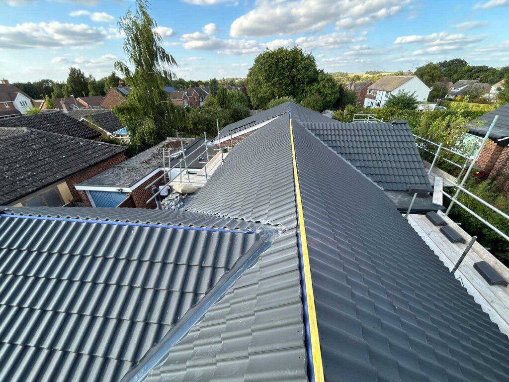 Newly installed grey roofing tiles